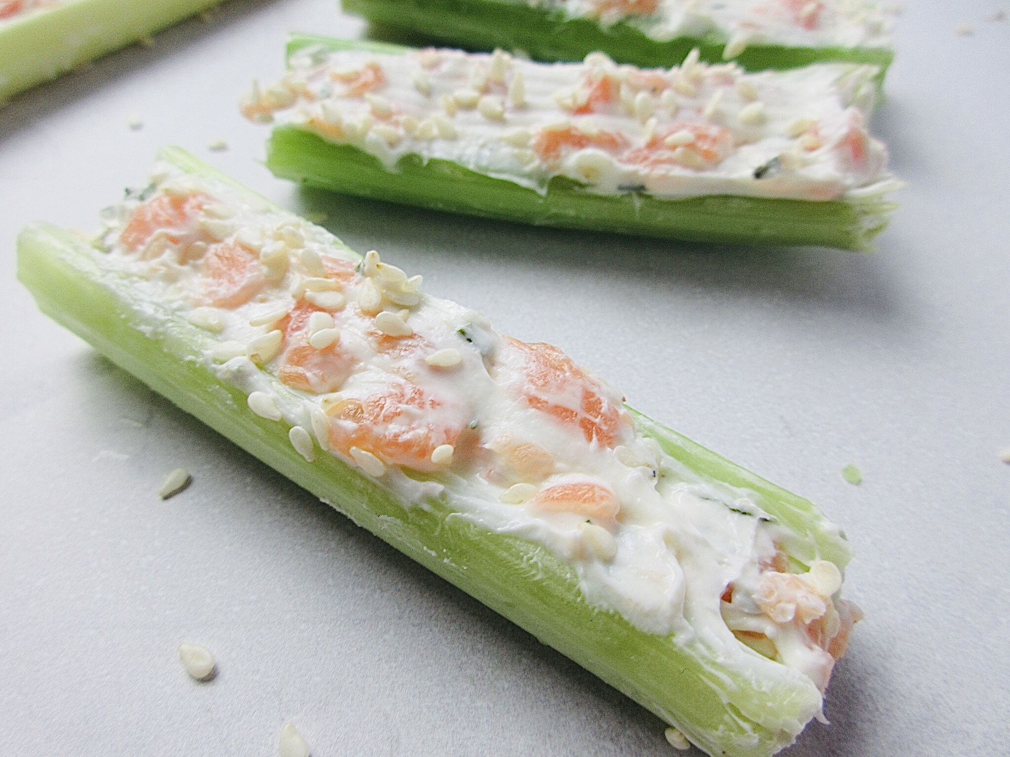 Cream Cheese and Smoked Salmon on Celery Sticks Andrea's Dainty Kitchen