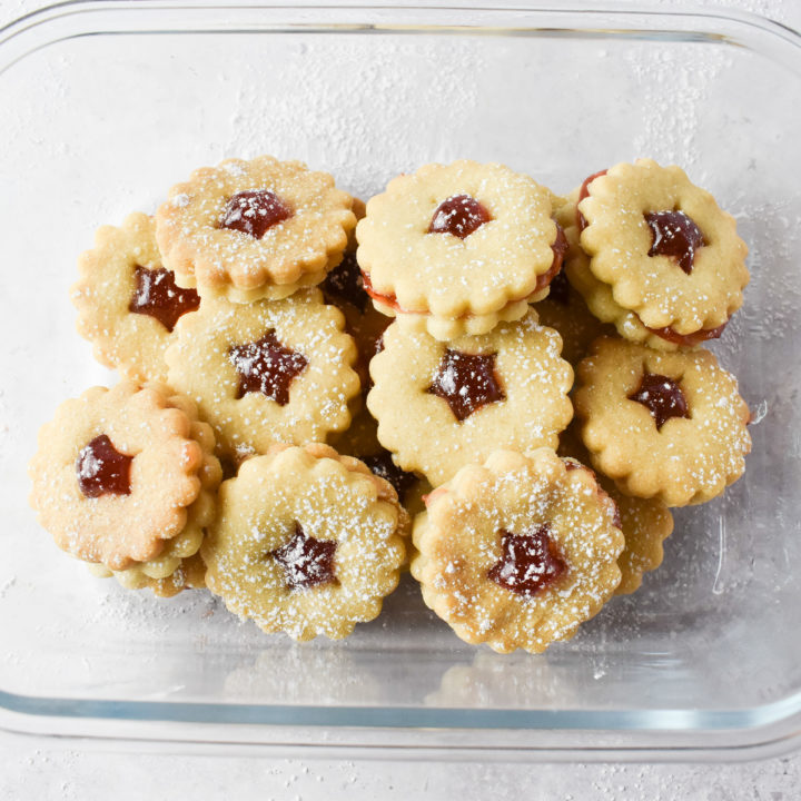 Mini Strawberry Prosecco Jam Sandwich Biscuits - Andrea's Dainty Kitchen