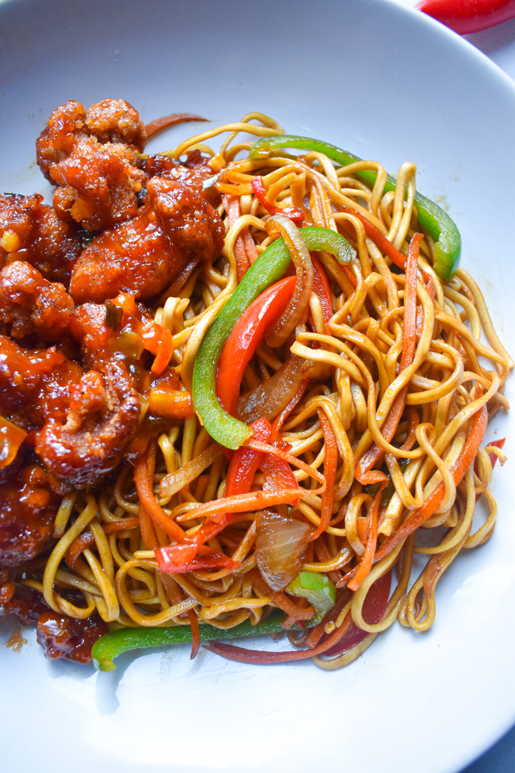 Crispy Sweet Chilli Chicken with Noodles - Andrea's Dainty Kitchen