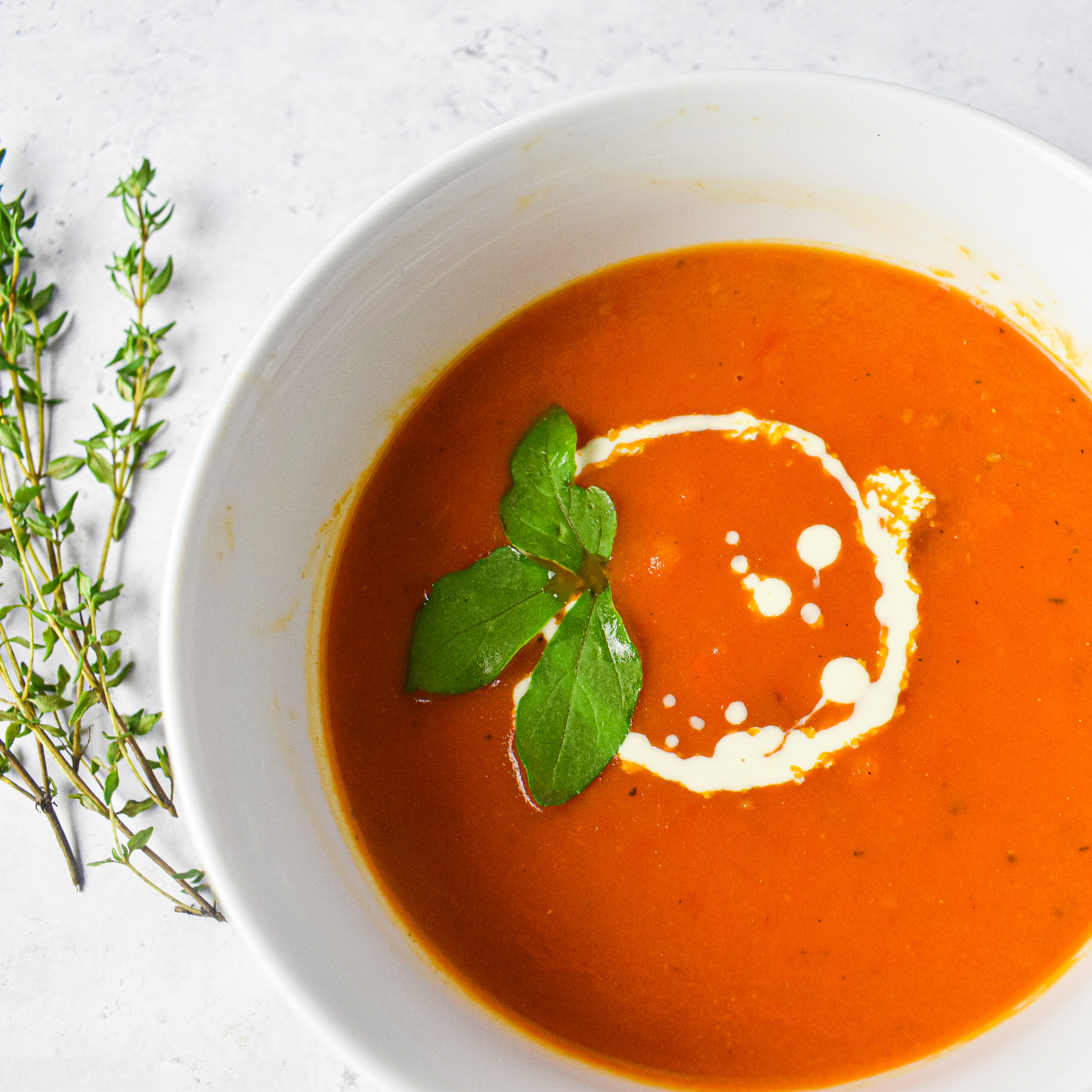 Creamy Tomato Soup with Thyme - Andrea's Dainty Kitchen