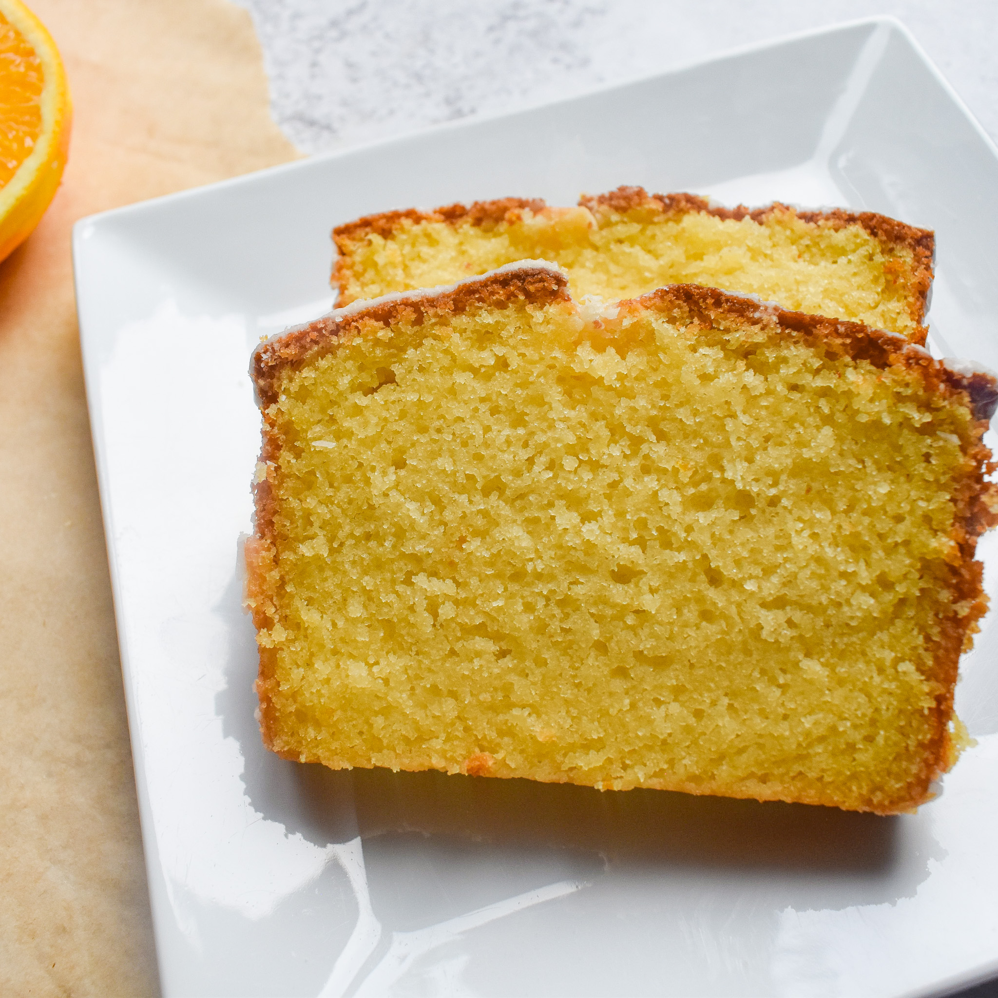 2 slices of orange cake